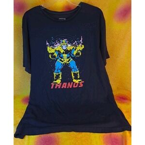 New Marvel Thanos Comic Styled Titan Over Red Lettered Name Black Tshirt Size XL